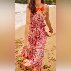 NEW Talbots Tiered Halter Maxi Dress - Medallion Print Size 6